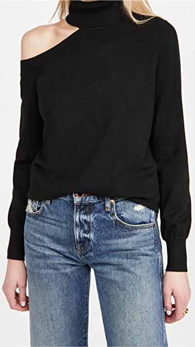 Shop L Agence Easton One Shoulder Sweater In Black