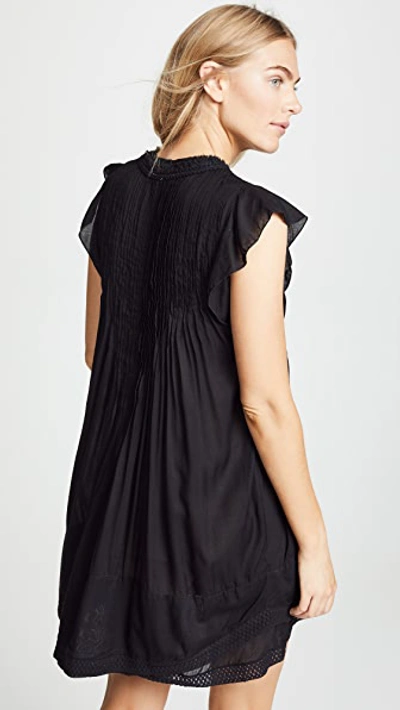 Poupette St Barth Sasha Flutter Sleeve Mini Dress In Black