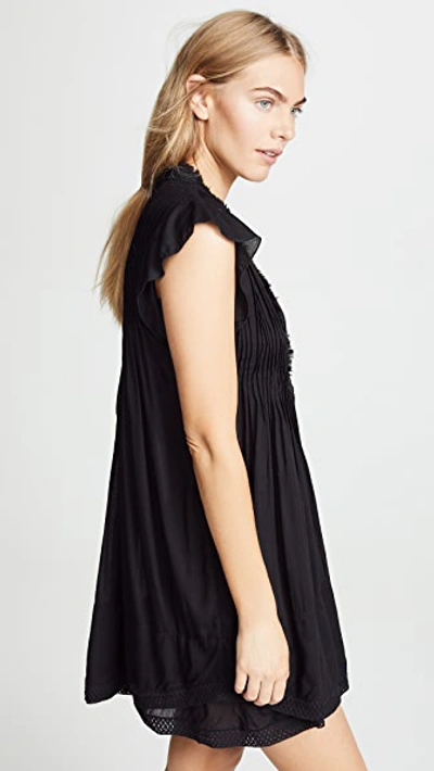 Poupette St Barth Sasha Flutter Sleeve Mini Dress In Black