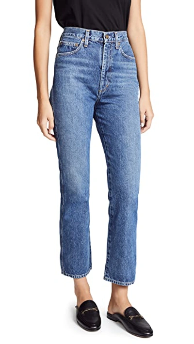 Agolde Pinch Waist Cropped Organic High-rise Flared Jeans In Placebo