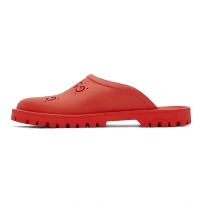 Shop Gucci Red Rubber Gg Slip-on Loafers In 6639 Deep Coral