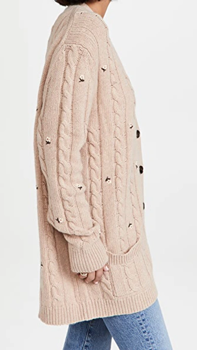 Shop The Great The Embroidered Cashmere Cable Cardigan