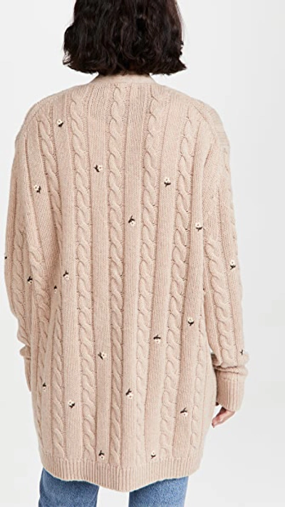 Shop The Great The Embroidered Cashmere Cable Cardigan