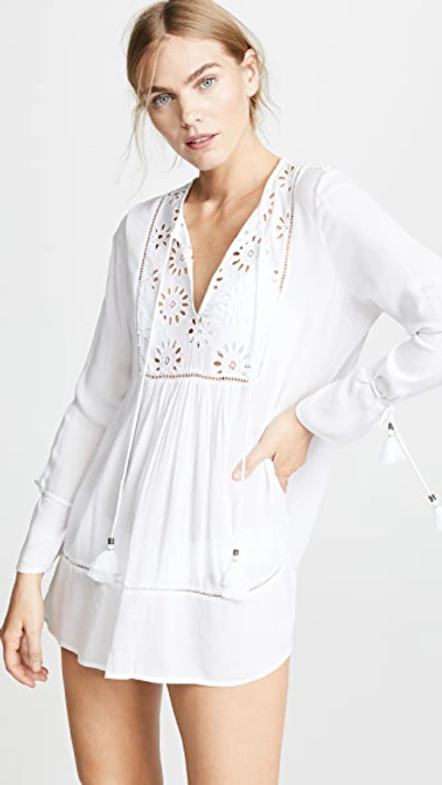 Shop Playa Lucila Eyelet Tunic Dress White