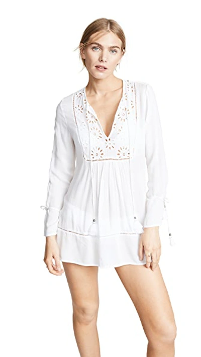 Shop Playa Lucila Eyelet Tunic Dress White