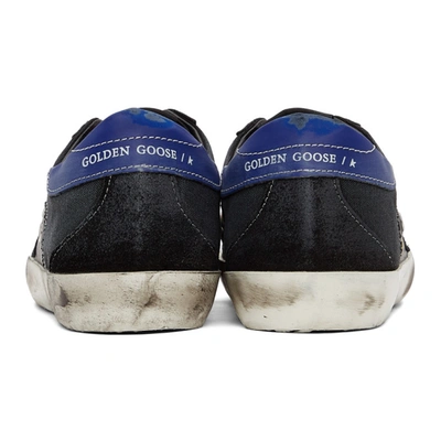 Shop Golden Goose Black & Blue Canvas Superstar Sneakers In Black/blue