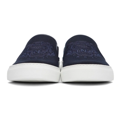 Shop Kenzo Navy Tiger K-skate Slip-on Sneakers In 76 Navy Blue