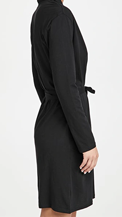 Skin Double-layer Pima Cotton-jersey Wrap Robe In Black