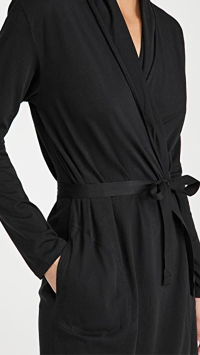 Skin Double-layer Pima Cotton-jersey Wrap Robe In Black