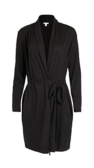 Skin Double-layer Pima Cotton-jersey Wrap Robe In Black