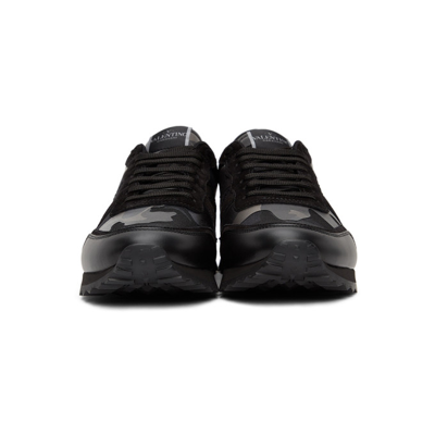 Shop Valentino Black & Silver Camo Rockrunner Sneakers In E43 Nero-dark Ruteni