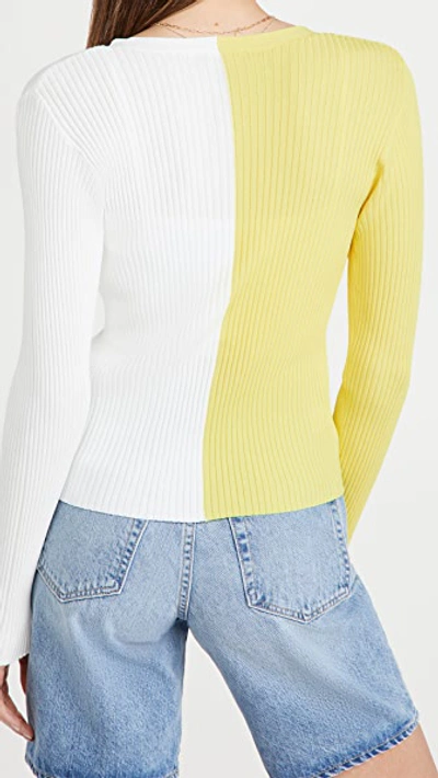 Shop Staud Cargo Sweater In Limoncello/white