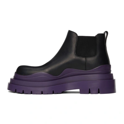Shop Bottega Veneta Black & Purple Low 'the Tire' Chelsea Boots In 1293 Black Pl