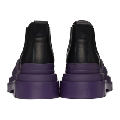 Shop Bottega Veneta Black & Purple Low 'the Tire' Chelsea Boots In 1293 Black Pl