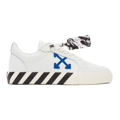 Shop Off-white White & Blue Calfskin Vulcanized Low Sneakers In White Blue