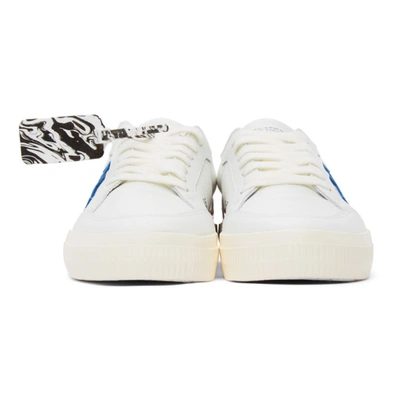 Shop Off-white White & Blue Calfskin Vulcanized Low Sneakers In White Blue