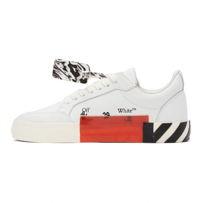Shop Off-white White & Blue Calfskin Vulcanized Low Sneakers In White Blue