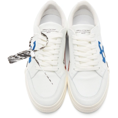 Shop Off-white White & Blue Calfskin Vulcanized Low Sneakers In White Blue