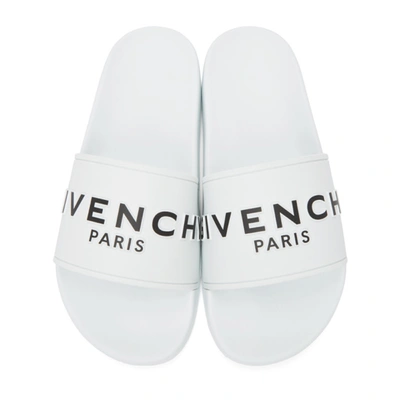 Shop Givenchy White Logo Flat Sandals In 100 White