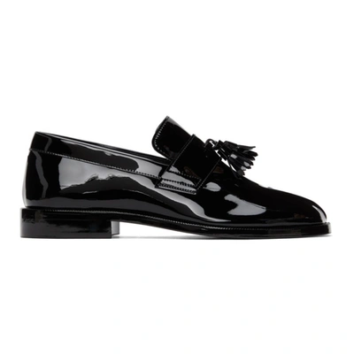 Shop Maison Margiela Black Patent Tassel Tabi Loafers In T8013 Black
