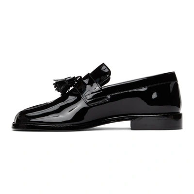 Shop Maison Margiela Black Patent Tassel Tabi Loafers In T8013 Black