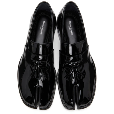 Shop Maison Margiela Black Patent Tassel Tabi Loafers In T8013 Black