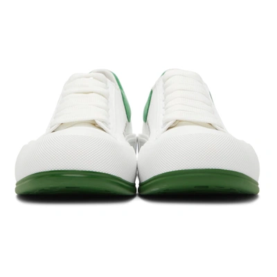 Shop Alexander Mcqueen White & Green Deck Plimsoll Sneakers In 9354 Whi/gr.gr./whi/