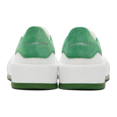 Shop Alexander Mcqueen White & Green Deck Plimsoll Sneakers In 9354 Whi/gr.gr./whi/