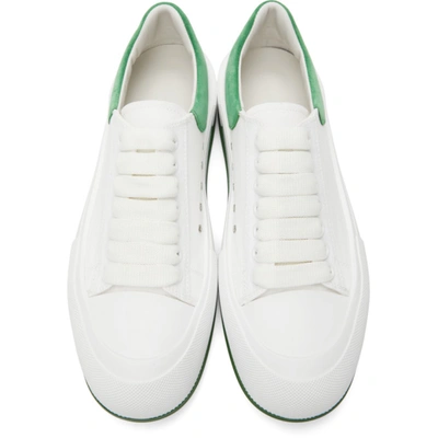 Shop Alexander Mcqueen White & Green Deck Plimsoll Sneakers In 9354 Whi/gr.gr./whi/
