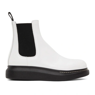 Shop Alexander Mcqueen White Hybrid Chelsea Boots In 9160 Ivory/blk/blk