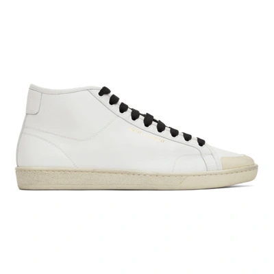 Shop Saint Laurent White Court Classic Sl/39 Mid Sneakers In 9225 Whtblk