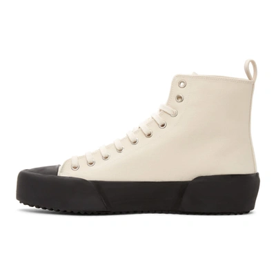 Shop Jil Sander Off-white & Black Canvas High-top Sneakers In 101 - Natur