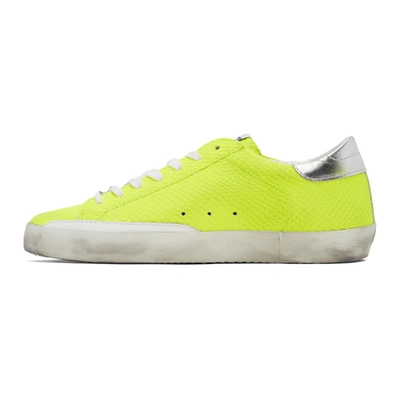 Shop Golden Goose Yellow & White Lizard Superstar Sneakers In Neon Yellow
