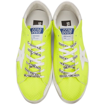 Shop Golden Goose Yellow & White Lizard Superstar Sneakers In Neon Yellow