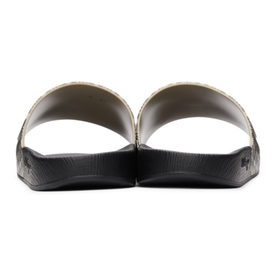 Shop Ferragamo Black Groove 6 Slides In 001 Beige/nero-ganci