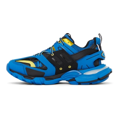 Shop Balenciaga Blue & Yellow Track Sneakers In 4072 Blue