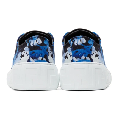 Shop Versace Blue Baroccoflage Greca Low-top Sneakers In 5u15p Blue