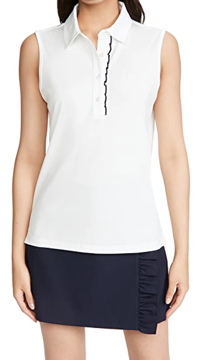 Shop Tory Sport Tech Pique Sleeveless Ruffle Polo Snow White