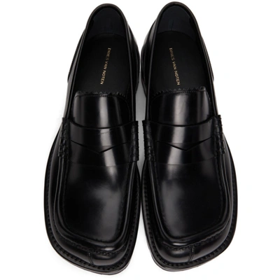 Shop Dries Van Noten Black Polished Leather Loafers In 900 Black
