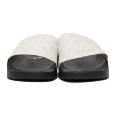 Shop Coach White & Grey Signature Slip-on Sandals In Chalk Black