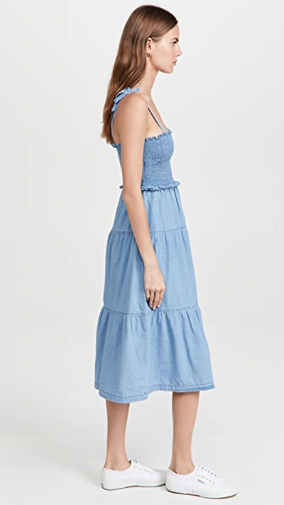 Shop Madewell Denim Lucie Tie-strap Smocked Midi Dress