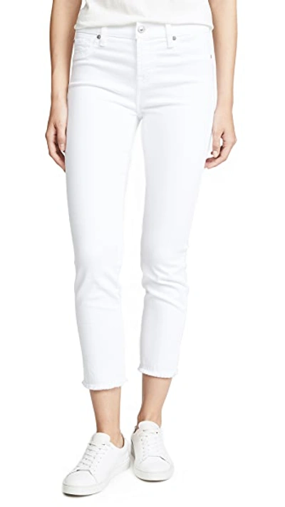 Shop 7 For All Mankind Roxanne Ankle Jeans With Raw Hem White 27