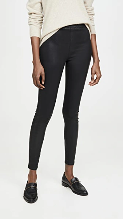 Shop L Agence Rochelle Coated Pull On Jeans Black