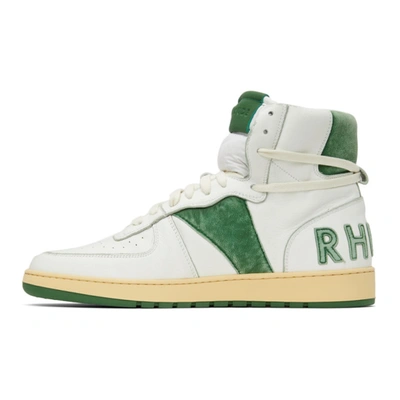 Shop Rhude White & Green Rhecess Hi Sneakers In White/green0433