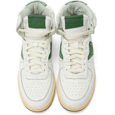 Shop Rhude White & Green Rhecess Hi Sneakers In White/green0433