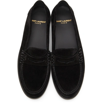 SAINT LAURENT 黑色 LE LOAFER MONOGRAM PENNY 绒面革乐福鞋