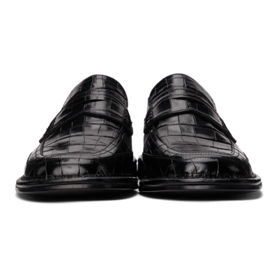 Shop Loewe Black Slip-on Loafers In 1100 Black
