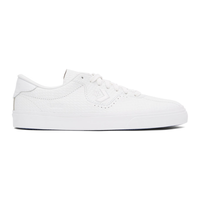 Shop Converse White Leather 'heart Of The City' Louie Lopez Pro Sneakers In Ox White/rush Blue