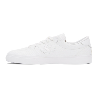 Shop Converse White Leather 'heart Of The City' Louie Lopez Pro Sneakers In Ox White/rush Blue