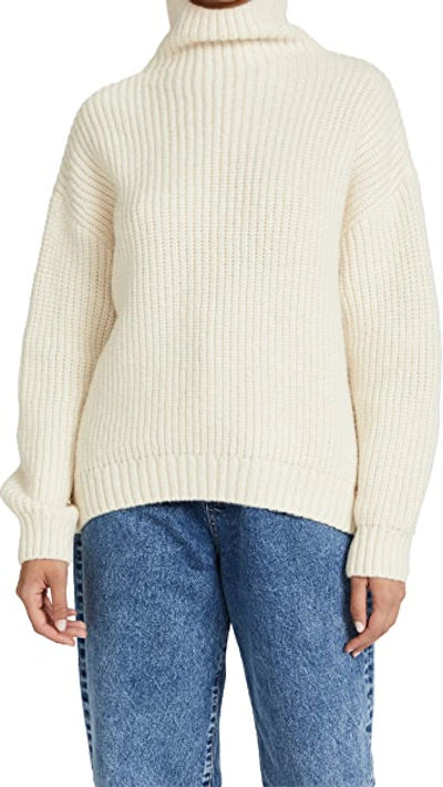 Anine Bing Sydney Alpaca Blend Turtleneck Sweater In Ivory